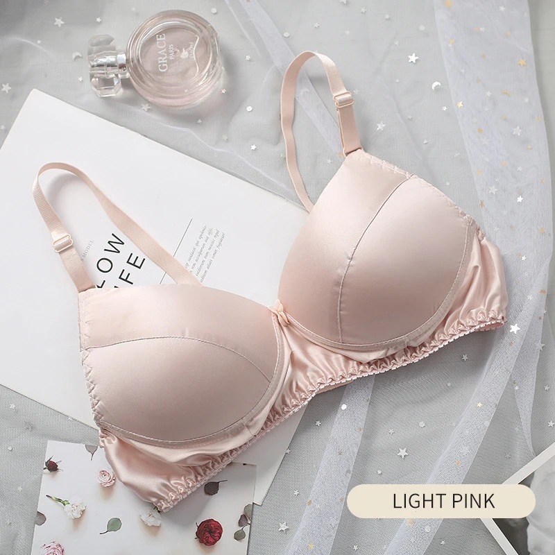 Silk bra smooth no underwire comfortable summer cup bra thin underwear