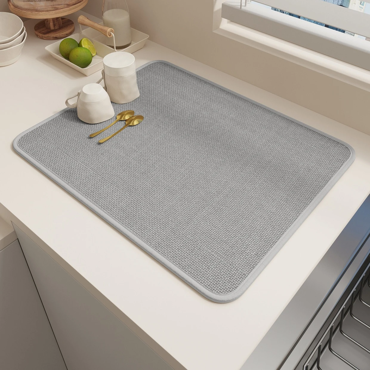 40x50cm Kitchen Counter Drying Mat Absorbent Dish Drainer Pad Heat Resistant Non Slip Placemat for Table Cups Plates Utensils