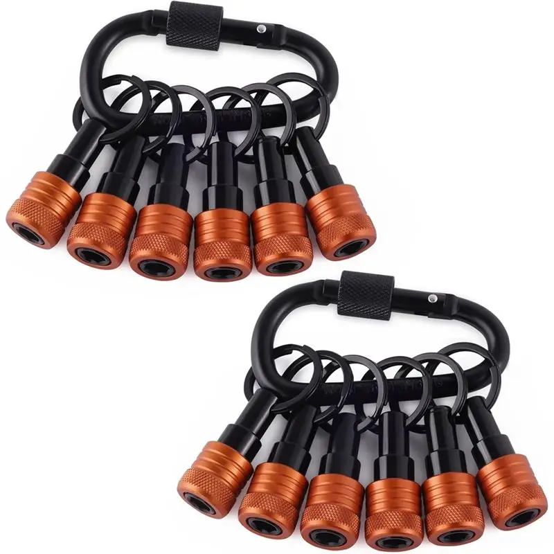 A36T-Bit Holder Key Chain With Carabiner 2 Sets For Impact Drills Nut Driver, 1/4