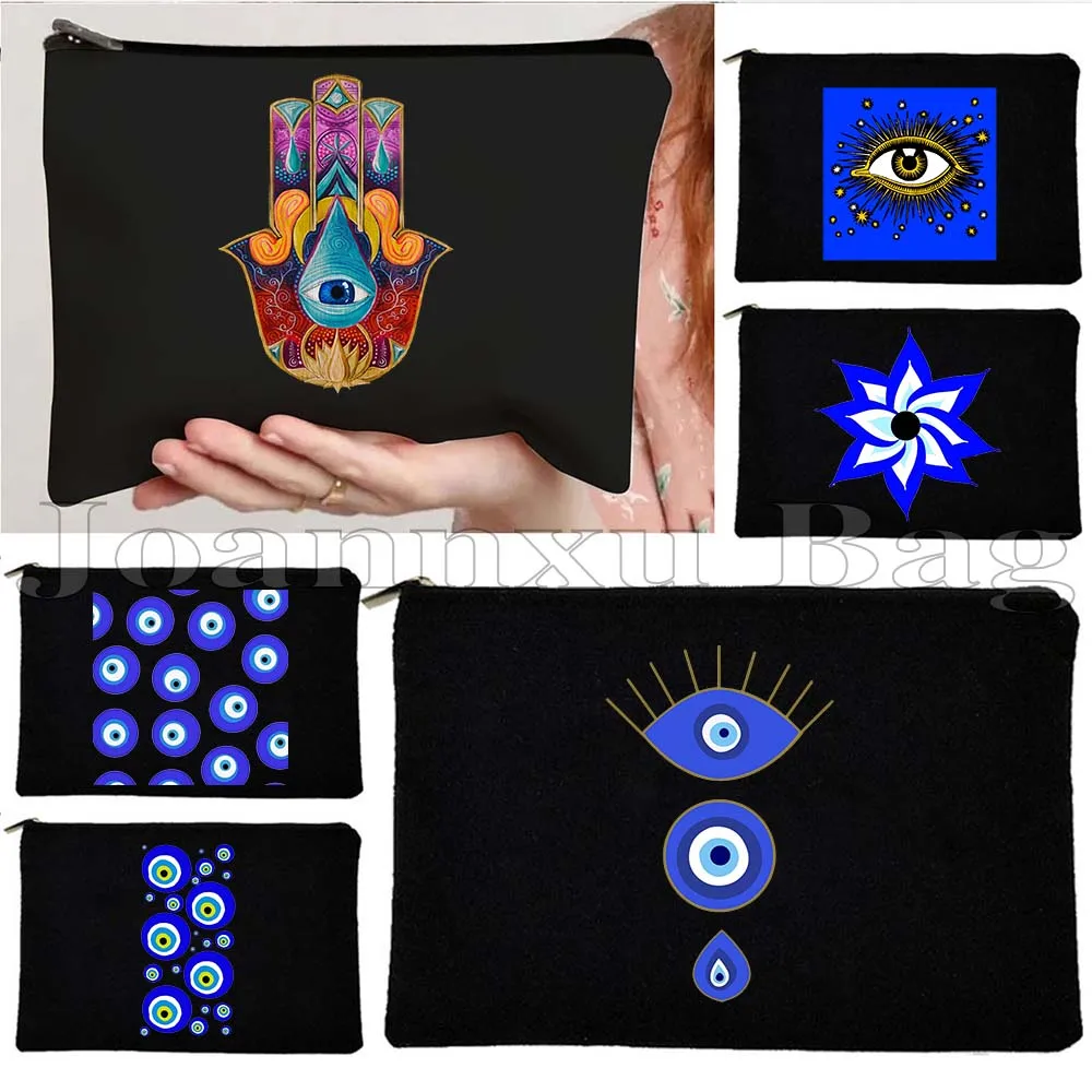 

Colorful Evil Eyes Gifts Stylish Amulet Blue Nazar Greek Evil Eye Tree Canvas Cosmetic Bags Makeup Toilet Bag Pencil Case Pouch