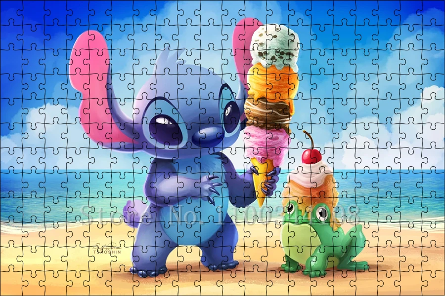 Disney Lilo & Stitch Puzzle Cartoon Movies Children Games Educational Toys 300/500/1000 Pcs Jigsaw Puzzles Adults Decompressing