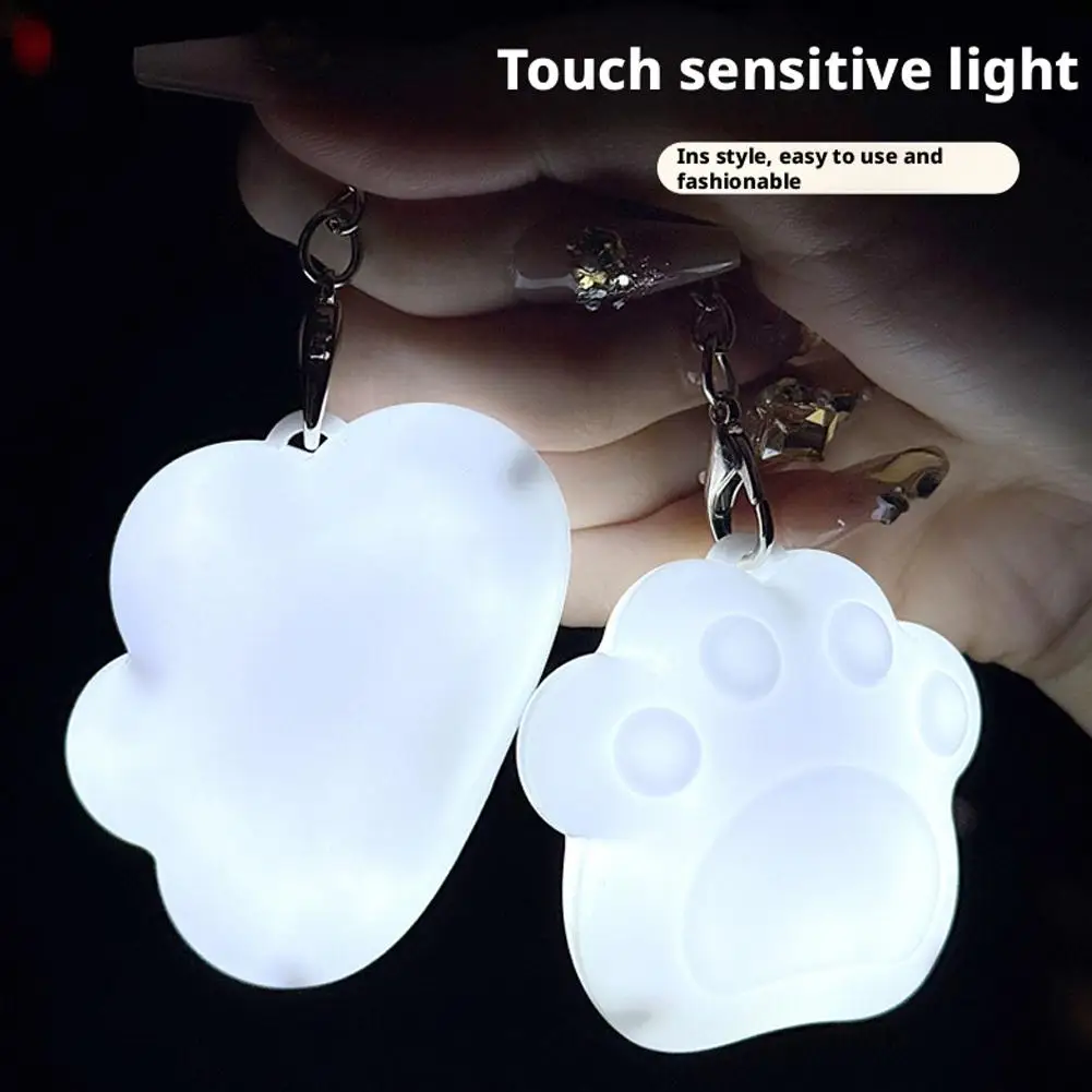 3-D Cute Heart Cat Claw Shape Touch Sensor Glowing LED Light Automatic Sensing Purse Keychain Creative Gift Night Light