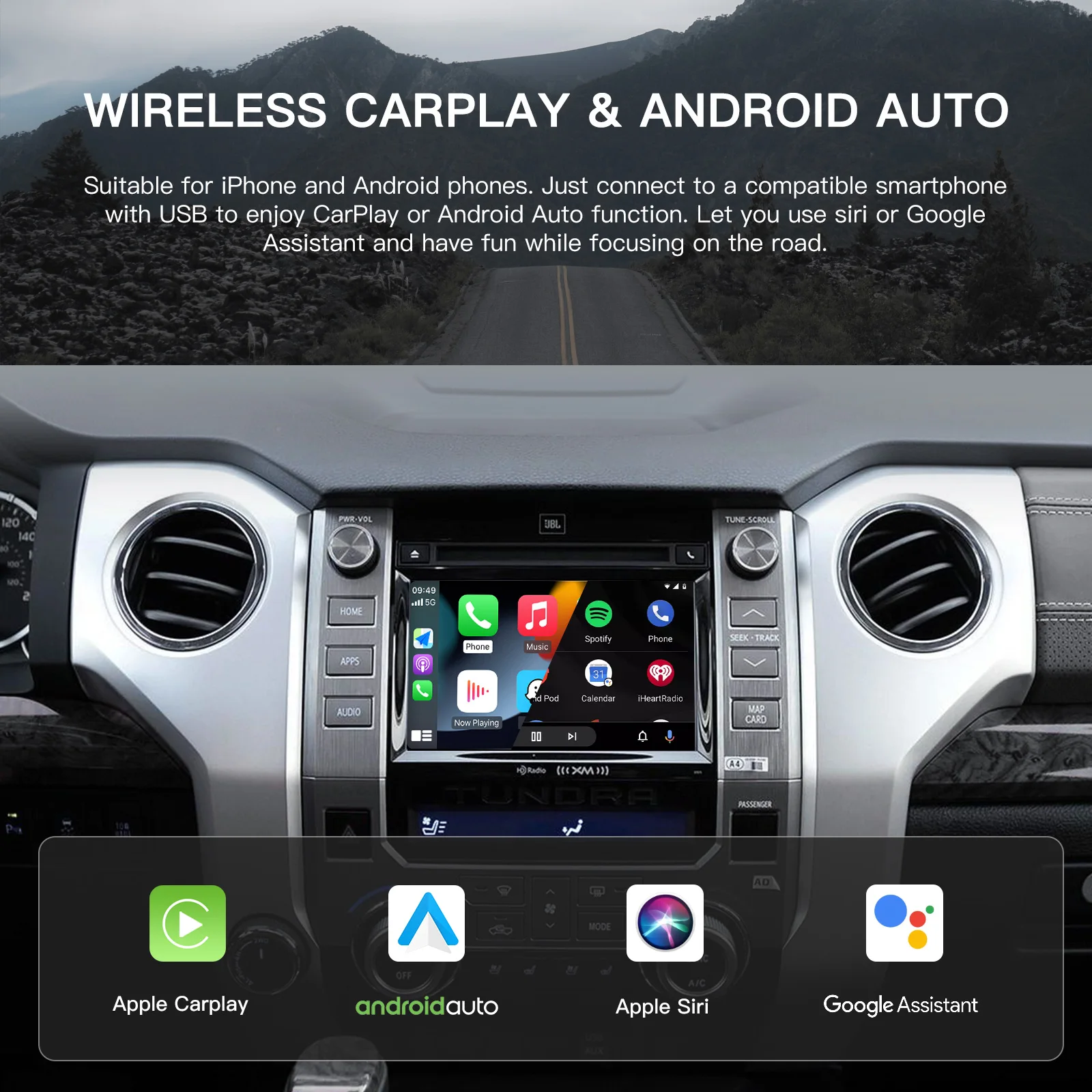 Không Dây CarPlay Dành Cho Xe TOYOTA 2014-2019 Cao Cấp 4Runner Lãnh Nguyên RAV4 Tacoma Đất Curiser Prado Auris Avalon Android Tự Động bộ Giải Mã