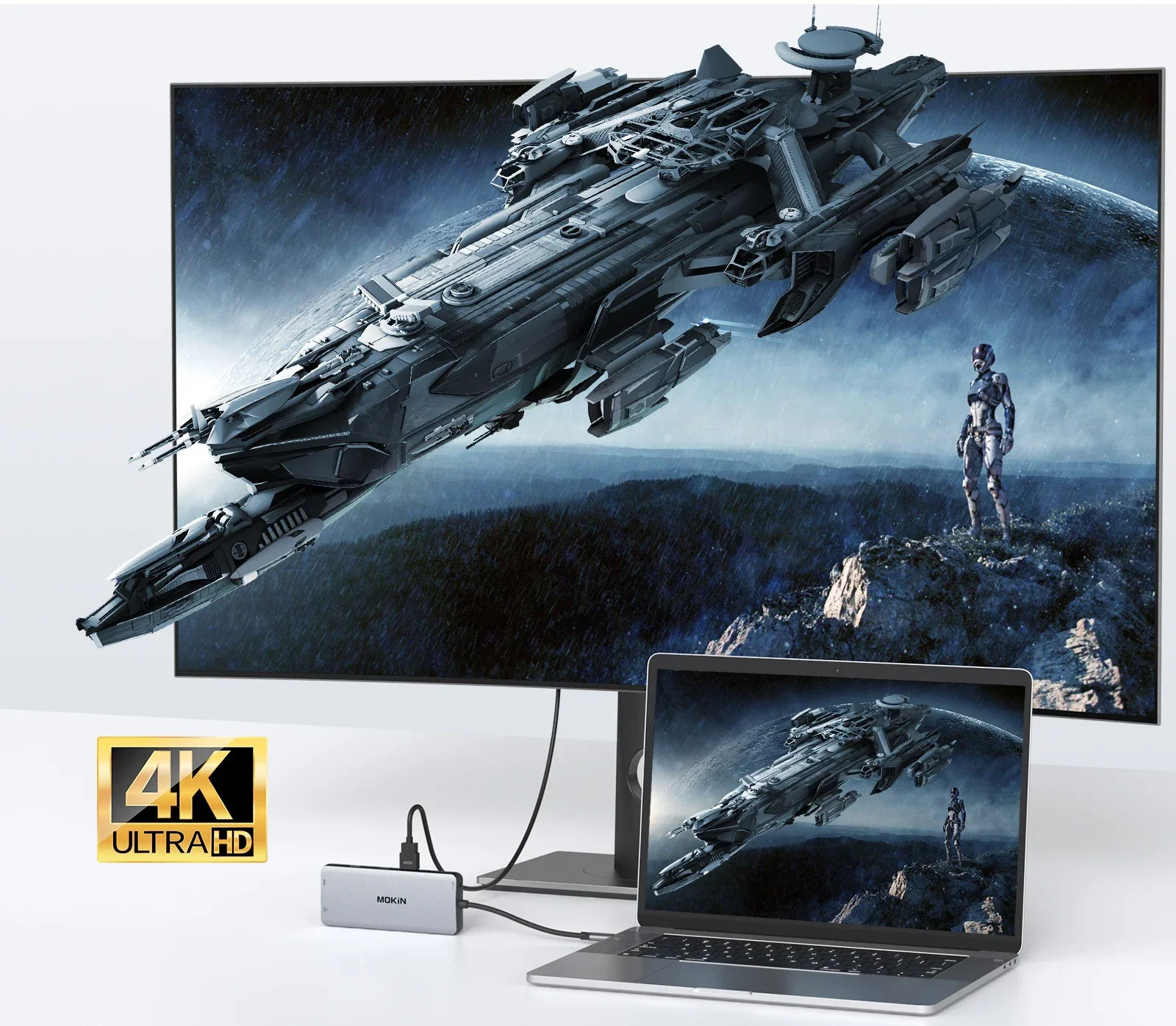 MOKiN USB C Hub Docking Station Multiport with HDMI 4K,DP,100W PD,SD/TF,RJ45 for MacBook Air/Pro,iPad M1/M2,Thunderbolt Laptop