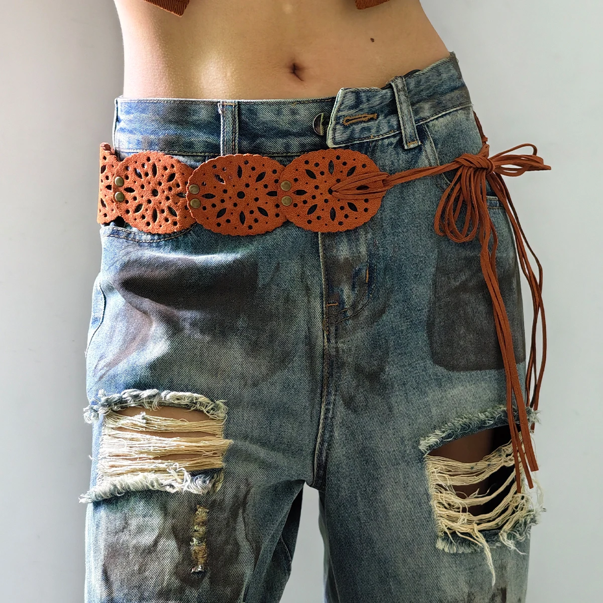 جديد الصيف الشتاء أزياء بسيطة أنيقة تنوعا قابل للتعديل طويلة لينة جلد الغزال حزام حبل رقيقة معطف اللباس الجينز زنار #3