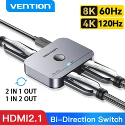 Vention HDMI Switcher 8K Bi-Direction 2.1 HDMI Switch 1x2/2x1 Adapter 2 in 1 Out Converter for PS4/5 Xiaomi TV Box HDMI Splitter