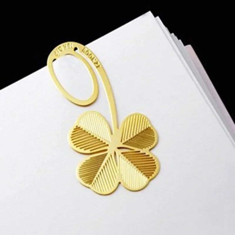 Chinese Style Bookmark 4 Piece Set Plant Classical Four-leaf New Clover Wedding Graduation Gift Metal Bookmark