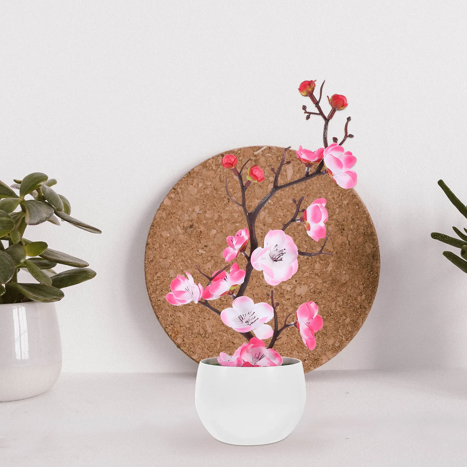 

2 pcs Artificial Potted Flower Simulation Desktop naments Lightweight Decor Fake Plant Plum Blossom Bonsai Tabletop