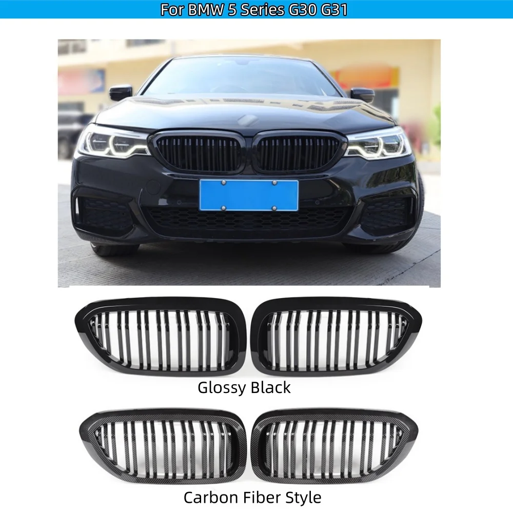 

Car Front Bumper Racing Grille For BMW 5 Series G30 G31 520i 530i 540i M5 Double Slat Kidney Grill Glossy Black Grille
