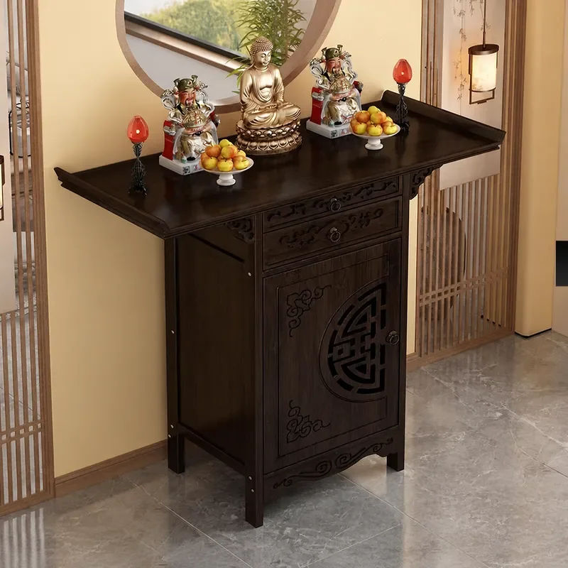 New Chinese Style Vertical Cabinet Buddhist Offering Table Household Incense Case for Buddha Statue Guan Gong Bodhisattva