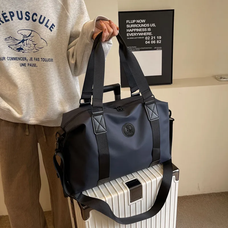 大容量ハンドバッグ-短期旅行用-トラベルバッグ-ウェット＆ドライ分離-スポーツ収納-フィットネスバッグ-キャンバス素材-ノーブランド