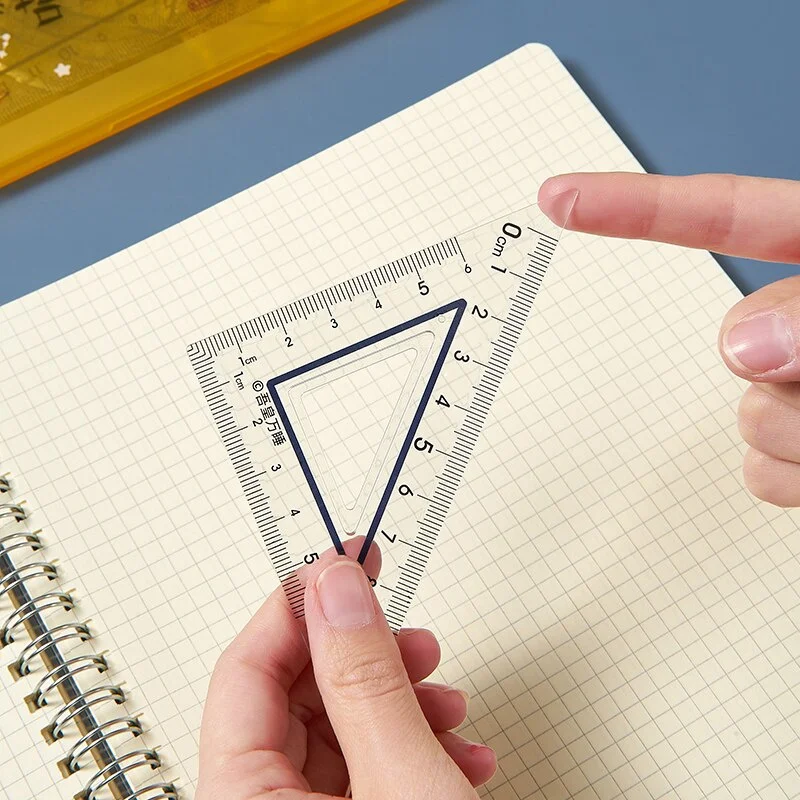 4pcs Cartoon Ruler Set Plastic Geometry Maths Drawing Compass Stationery Rulers Mathematical For School Boy Girl Stationery Gift