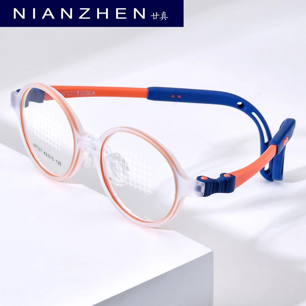 NIANZHEN Ultralight TR90 Child Eyeglasses Brand Design Round Glasses Frames Memory Hinge Adjustable Kids Eyewear Spectacles 7321