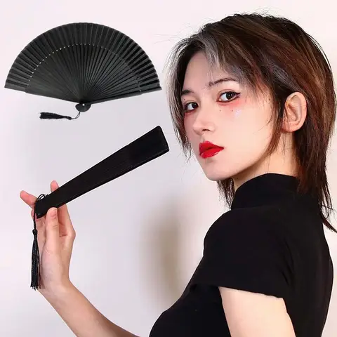 चीनी शैली काले विंटेज हाथ प्रशंसक तह प्रशंसकों नृत्य शादी पार्टी एहसान चीनी नृत्य पार्टी तह प्रशंसकों काले कपड़े प्रशंसक 10 best sales काला पंखा - №8
