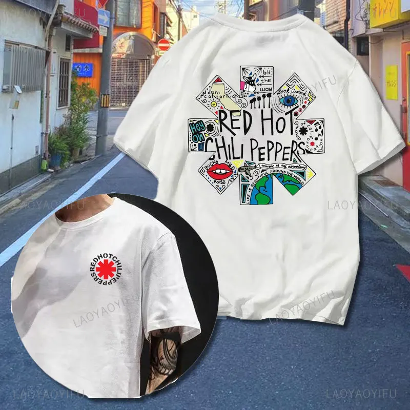 

New Red Hot Chili 100%cotton T Shirt Amazing Tees Men Women Clothes Peppers Tour Double-sided Short Sleeve Casual Male T-shirt