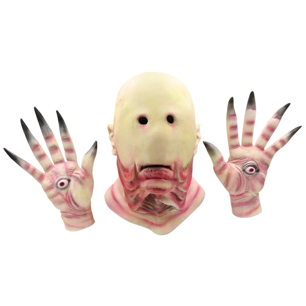 Film Pan's Labyrinth Horror Pale Man No Eye Monster Cosplay Latexmaske und Handschuhe Halloween Spukhaus Gruselige Requisiten