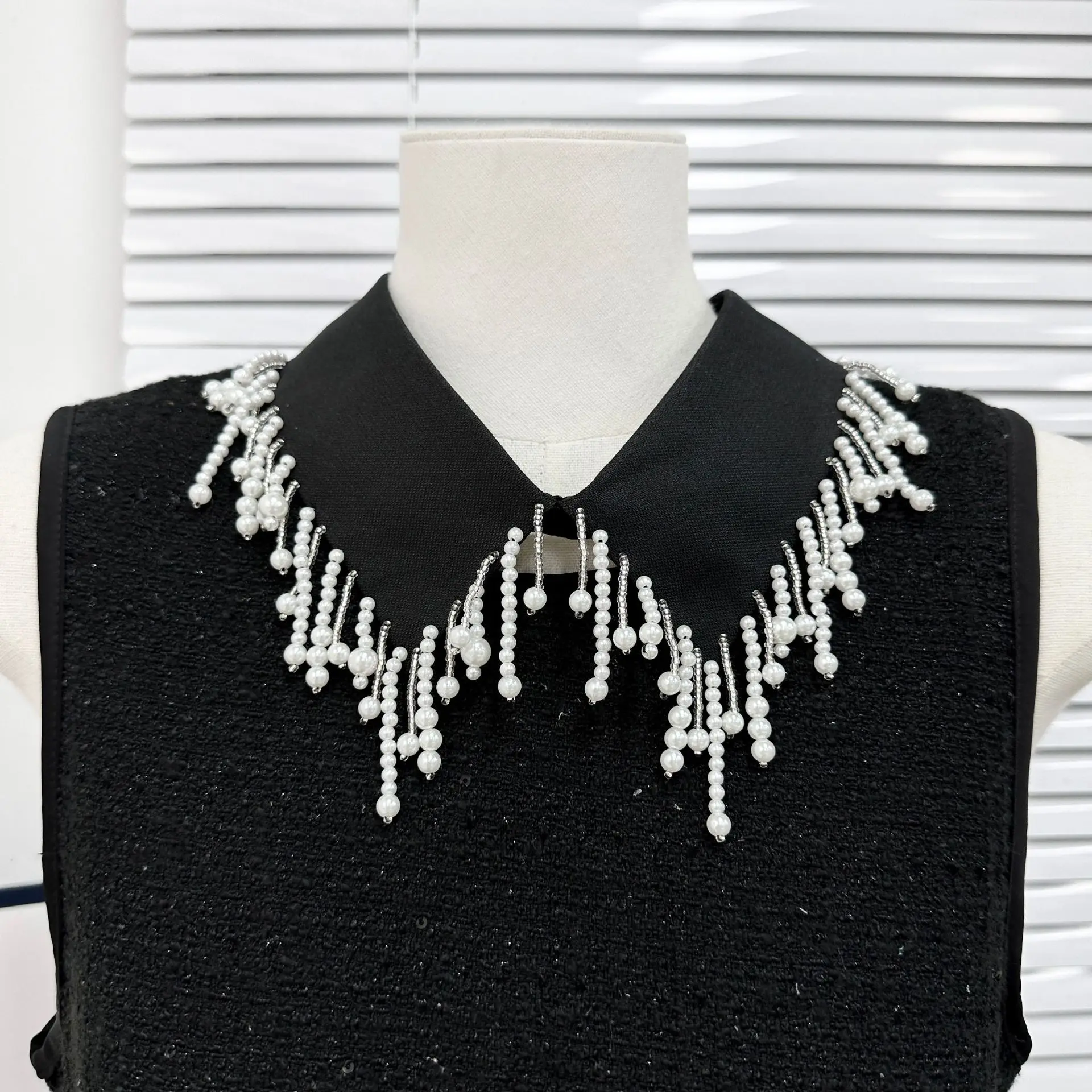 Pearl hand-stitched pearl tassel false collar wedding dress clothing accessories fabric patch