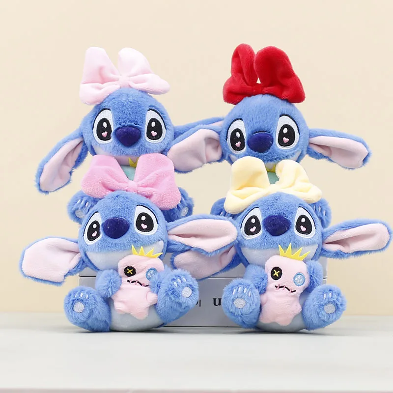 

Disney Stitch Bowknot плюшевый брелок кукла пара рюкзак украшение кулон детская игрушка захват кукла подарок на день рождения