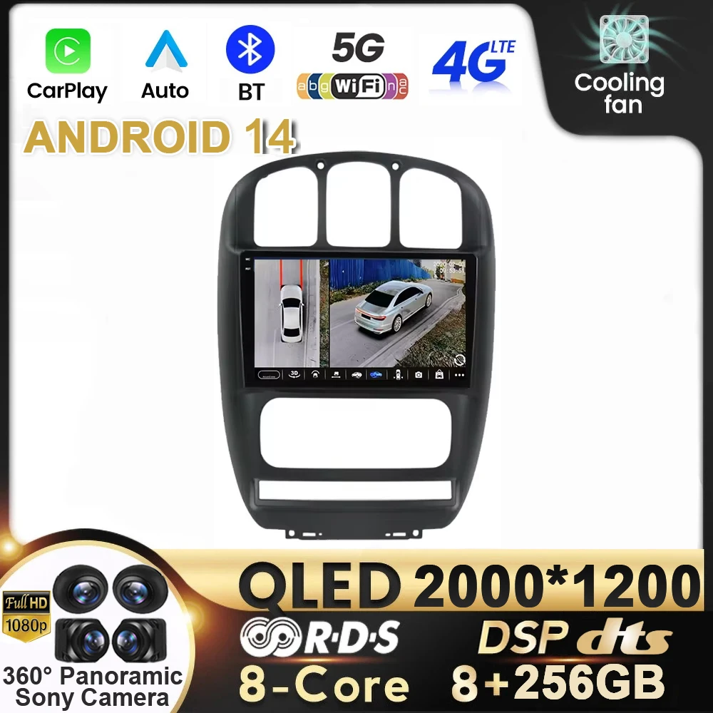 

Android 14 Auto For Dodge Caravan 4 For Chrysler Grand Voyager RS 2000-2012 Car Radio Autoradio Multimedia Video DVD Player QLED