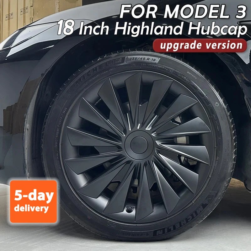 4PCS HubCap for New Tesla Model 3 Highland 2024 18 Inch Performance Replacement Wheel Cap Automobile Full Rim Cover Accessories