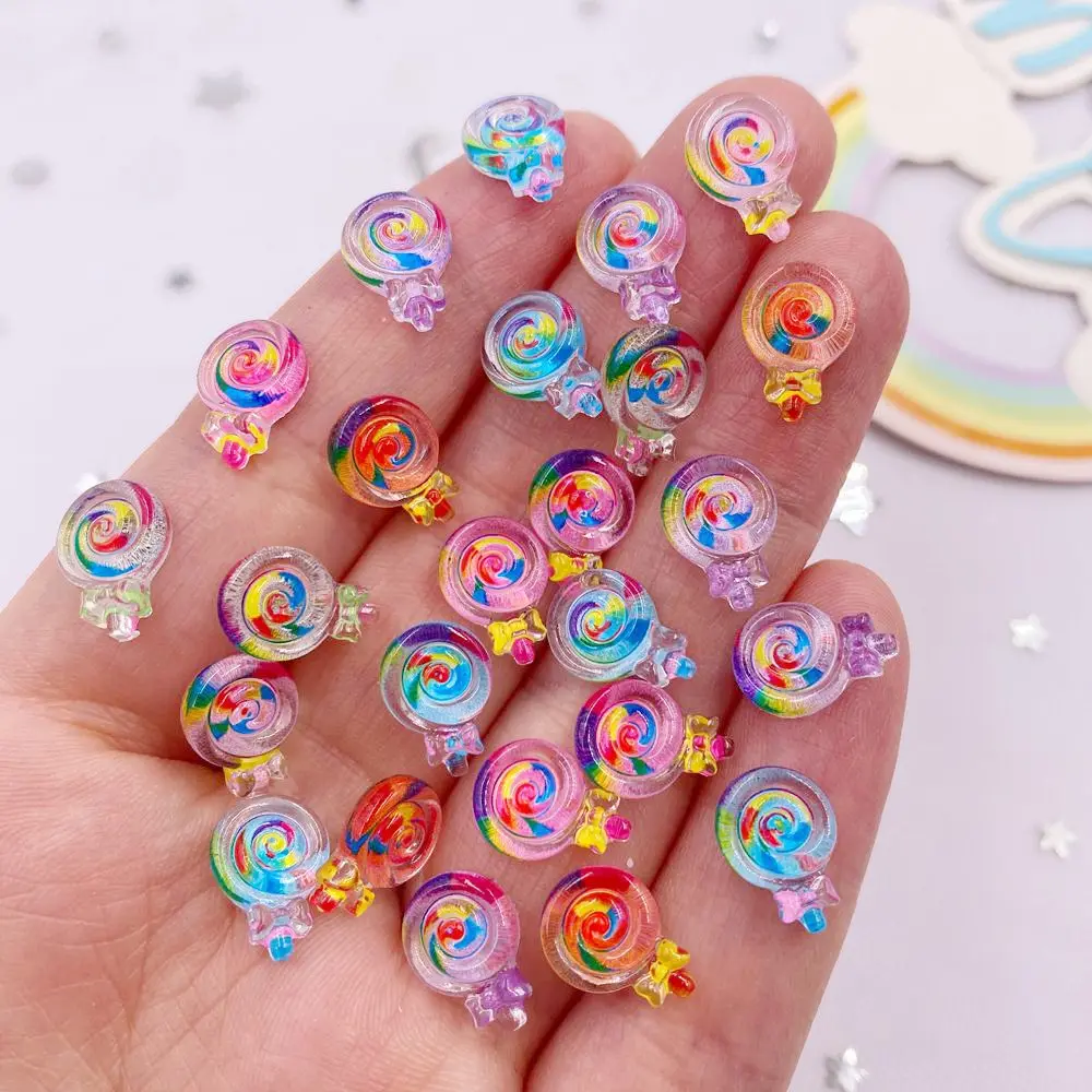 50pcs Resin Colorful Mini Cute  Crystal  Lollipop Art Nail Flatback Rhinestone Applique DIY Wedding Scrapbook Decor Crafts SL617