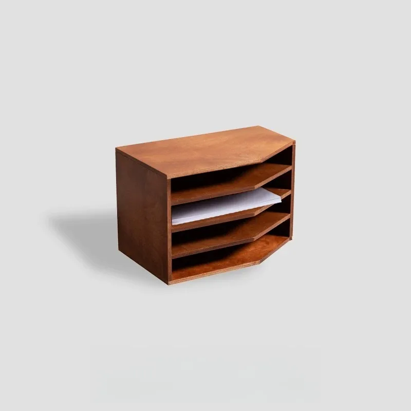 Solid wood file rack Marine board File storage cabinet Office cafe cabinet Minimalist book and newspaper rack
