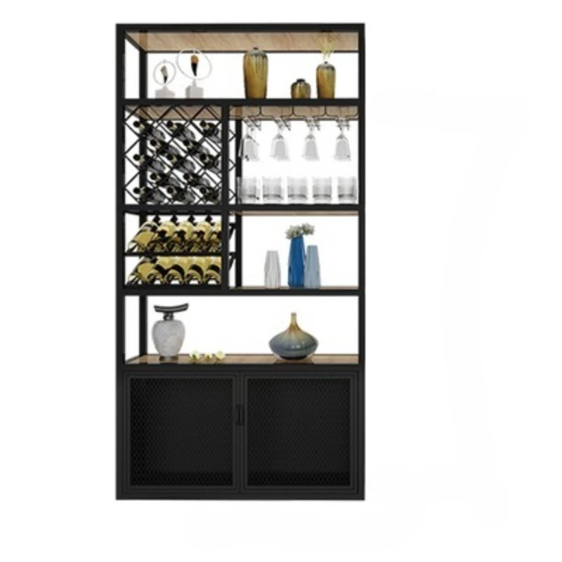 

American retro industrial style wrought iron wine cabinet display