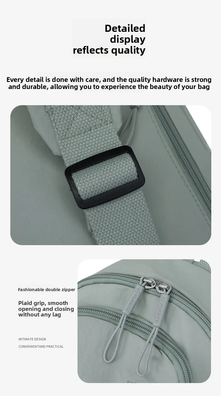Neue Einfarbig Lässige Umhängetasche Leichte Wasserdichte Nylon Unisex Schulter Sling Rucksack Große Kapazität Reisetasche – Detail 9
