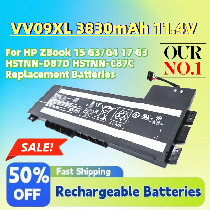

High-Quality VV09XL 3830mAh 11.4V Laptop Battery for HP ZBook 15 G3/G4 17 G3 HSTNN-DB7D HSTNN-C87C Replacement Batteries
