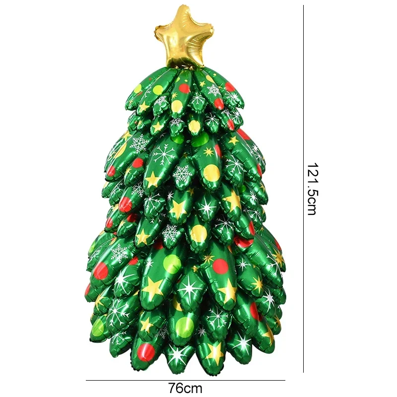 120CM Christmas Tree Standing Balloon Xmas Holiday 4D Inflatable Green Foil Balloons Set 2024 New Year Party Decoration Navidad