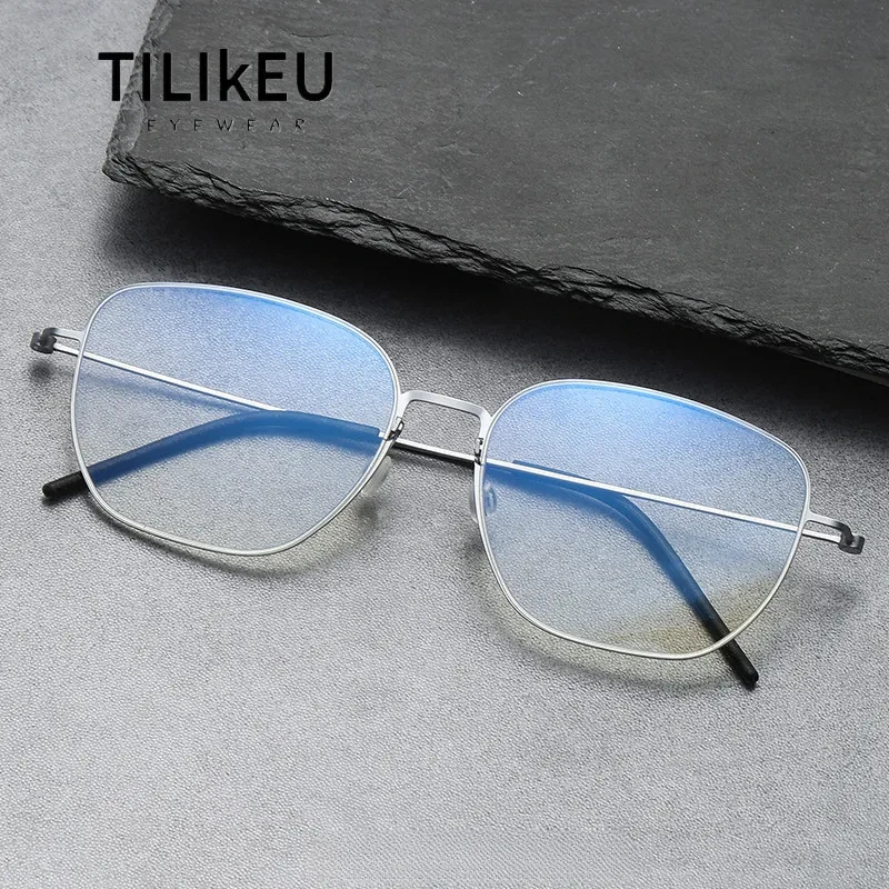 

High-quality Screwless Eyewear Denmark Ultra light Titanium Frames Anti-blue Ray Glasses Retro Oval Men Women Eyeglasses Frames