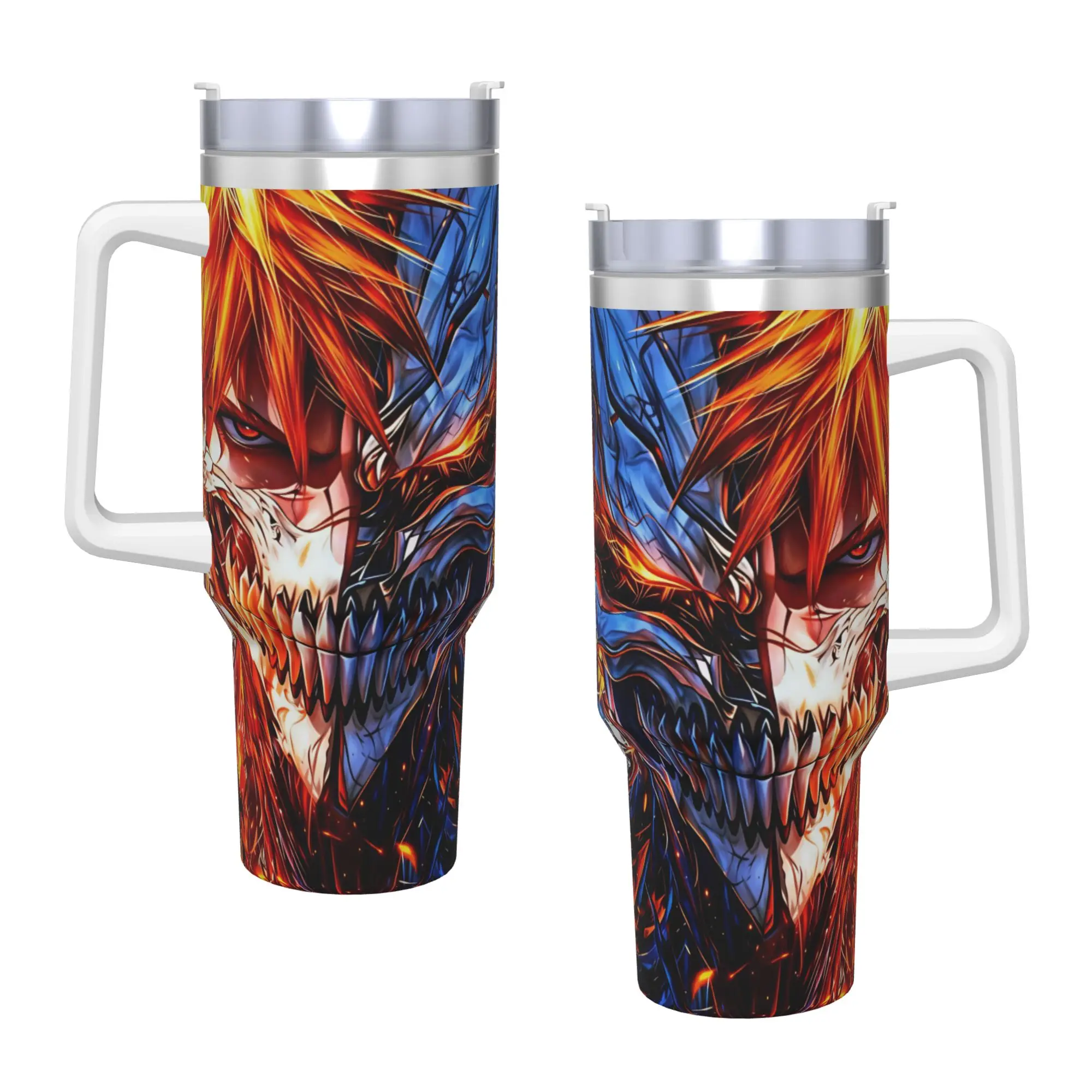 Bleach Kurosaki Ichigo Anime Stainless Steel Tumbler Travelist Thermal Cups With Straws and Lid Large Capacity Mugs Cup Bottle