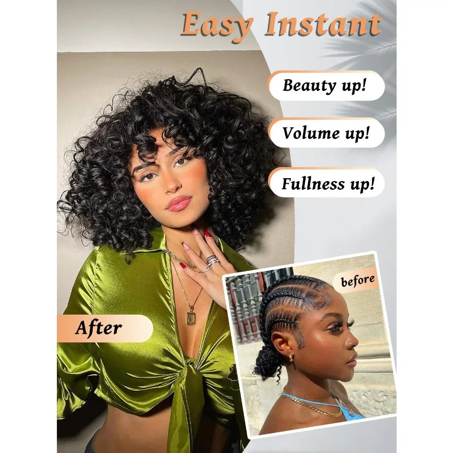 شعر كروشيه قصير مجعد بطول 8 بوصات للنساء ذوات البشرة السمراء مع ضفائر كروشيه صناعية ذات ملمس موجة عميقة للملابس اليومية والرياضة