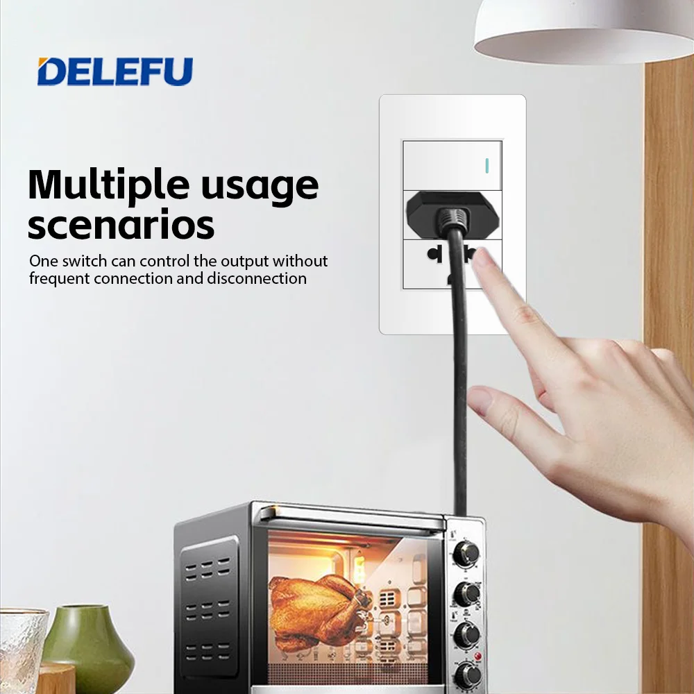 Delefu/Thailand/EU standard 118x74mm wall socket, White PC panel USB C charging socket, 15A wall light switch, 5