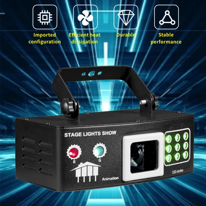 12 lenti DJ Disco Party Stage Light Strobe Laser LED con telecomando Suono DMX RGB per interni Bar KTV Music Show Feste
