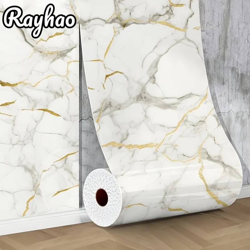 تأثير الرخام ورق جدران ذاتي اللصق قشر وعصا ملصقات جدار البلاط سميكة الفينيل لوحات الرخام الديكور مع الأوردة الذهبية