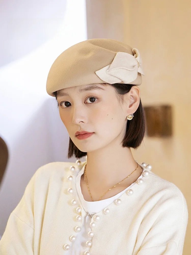 ele-wool-beret-hat-women's-faionable-vintage-gift-hat-lady-artist-cap-autumn-winter-travel-no-brim-round-top-hat