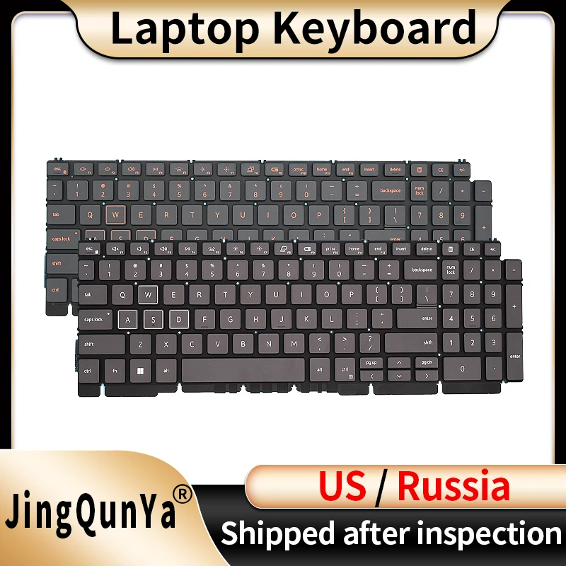 

US/Russian Colorful RGB Backlit Laptop Keyboard For DELL Ryzen Edition G15 5510 5511 5515 5520 5525 5530 P105F 0H4XRJ 0R2GPD