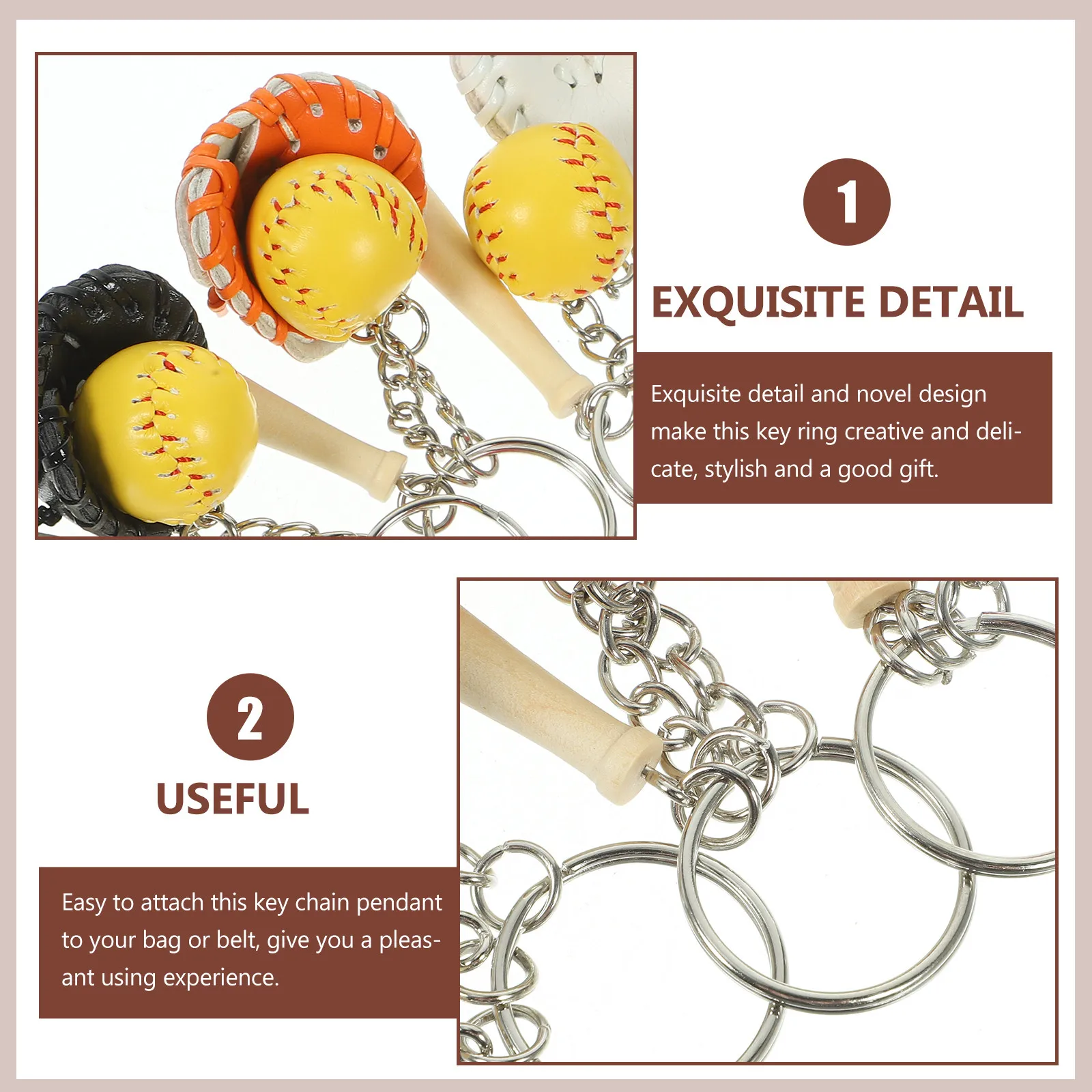 6pcs Baseball Keychains Set – Stylish Sports Key Rings for Backpacks, Bags, Party Favors & Gifts