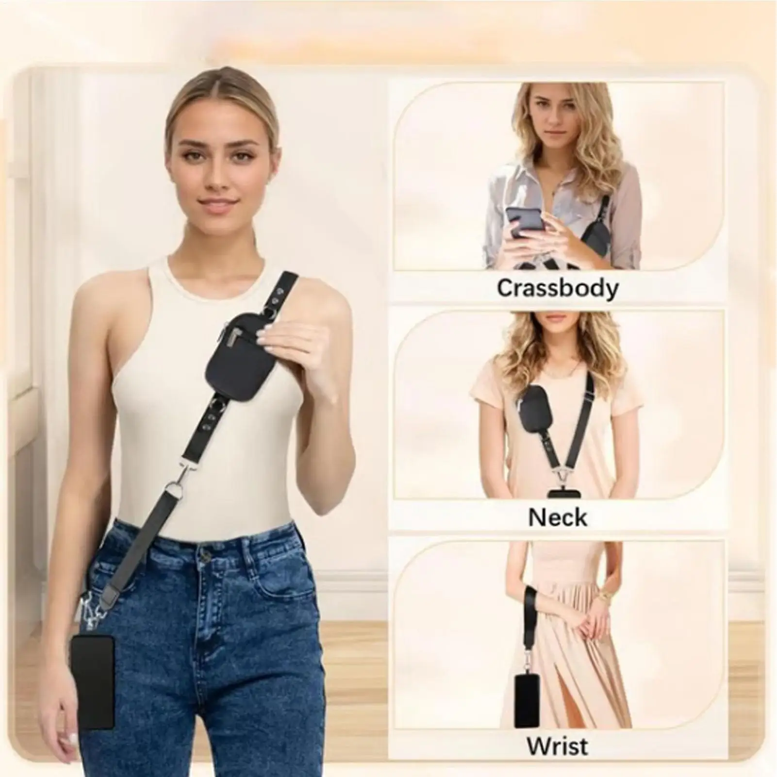 حبل الهاتف مع محفظة حزام الهاتف الخليوي الحبل مع الحقيبة انغلق سلسلة أمان الرقبة قابل للتعديل مع علامة تبويب للمناسبات المدرسية