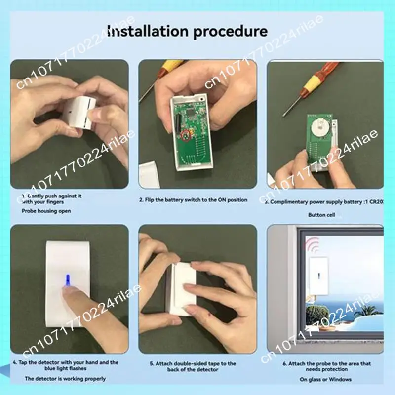 A17Z 5Pcs 433Mhz Wireless Vibration Glass Break Detector Adjustable Sensitivity Compatible With Alarm Systems