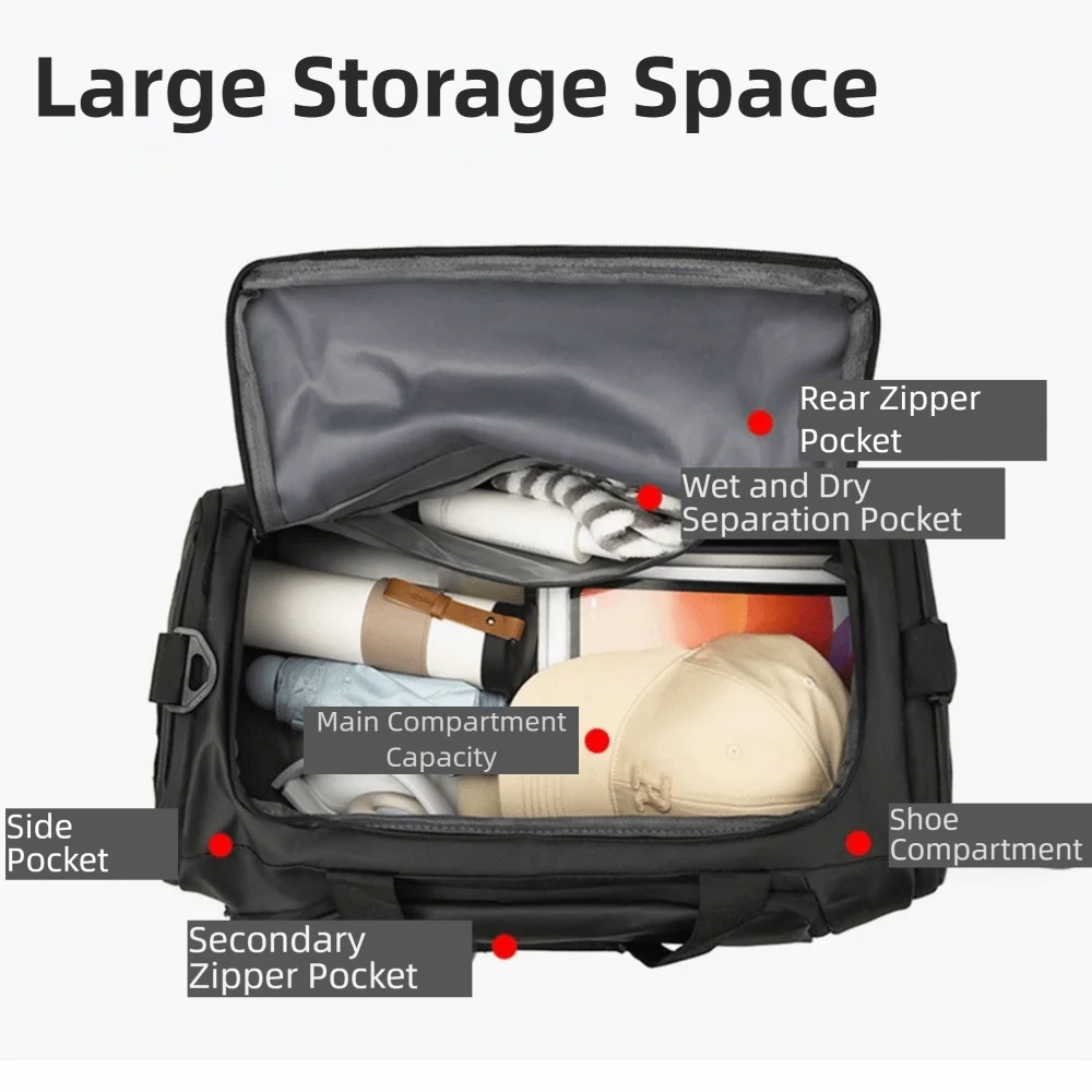 

Повседневная дорожная спортивная сумка большой емкости с разделением для влажной и сухой уборки, спортивная сумка на плечо для деловых поездок, водонепроницаемая спортивная сумка для фитнеса