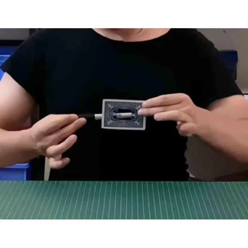 

Black Space Card Magic Tricks Illusions Gimmick Close Up Magic Pen Thru Poker Deck Hole Diappearing From Card Magia