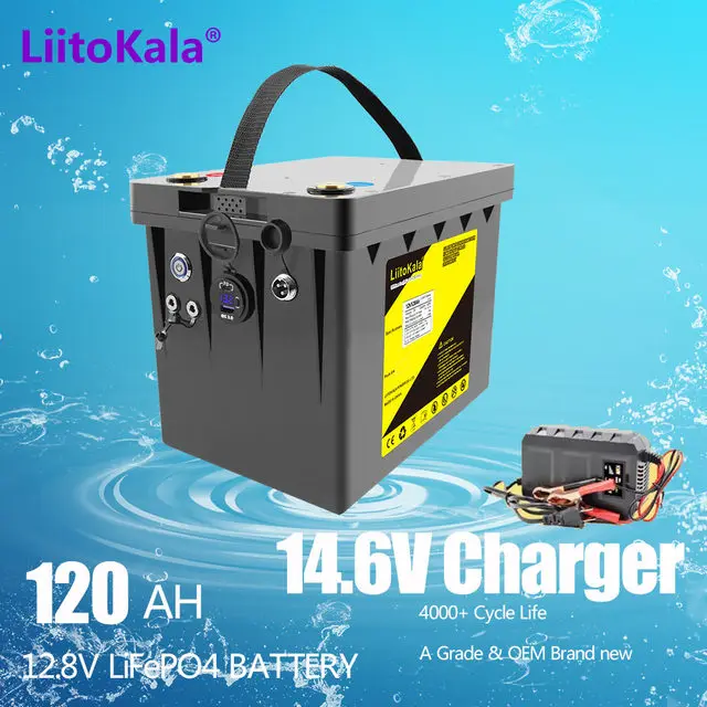 LiitoKala 12V Lifepo4 batteria 120ah 100ah BMS Inverter ricaricabile al litio per camper motore da campeggio all'aperto per banca di alimentazione del motore