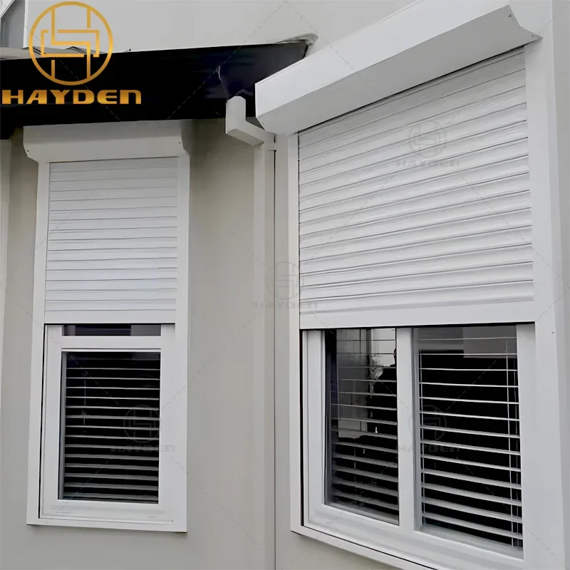 Wholesale Customized Windproof Roll up Shutter Aluminum Durable Double Layer Rolling Shutters for Windows