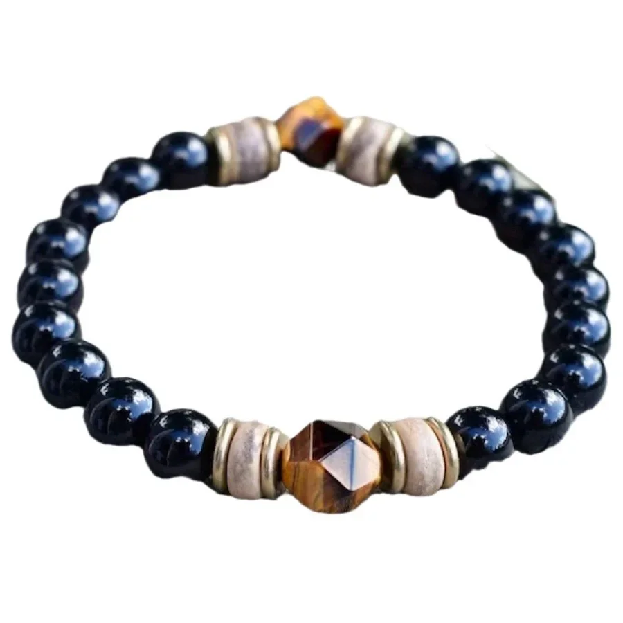

Natural Black Obsidian Hematite Tiger Eye Bead Bracelet For Men Magnetic Health Protection For Women Soul Jewelry