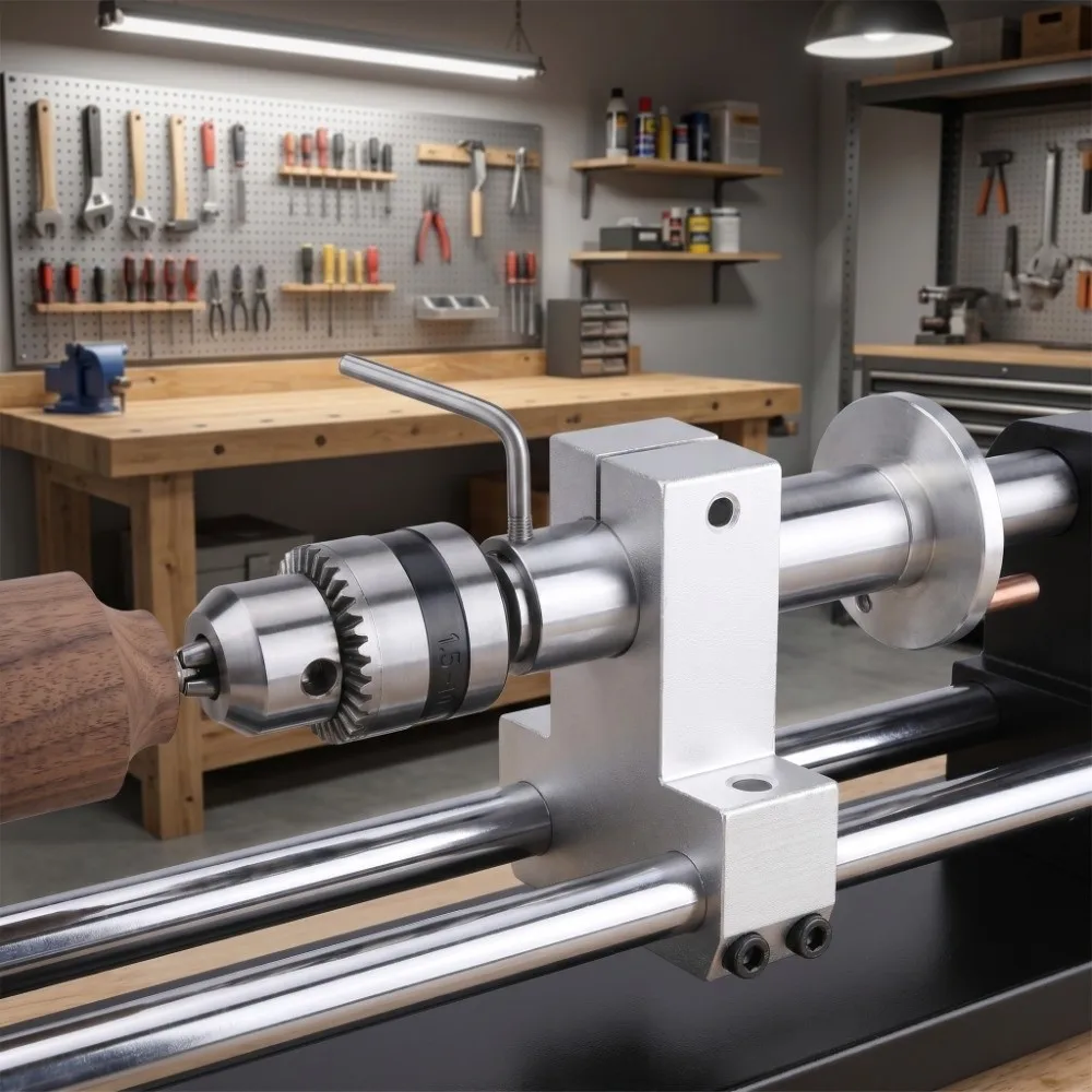 Precise Mini Lathe Tailstock DIY Durable Drilling Base Telescopic High Hardness Telescopic Chuck Drilling