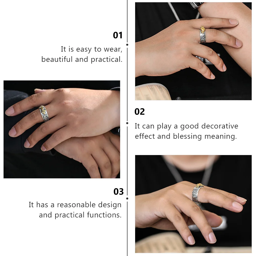 

1pc Pi Lucky Men'S Ring Fine Craftsmanship Exquisite Carving Open Copper Ring For Father’S Day Valentine Gift Male Jewelry