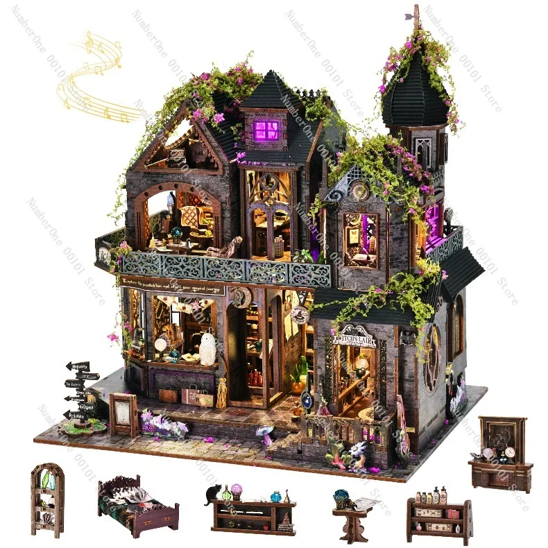 Kit de Construcción de Casa en Miniatura de Madera, Modelo de Bloques, Rompecabezas 3D DIY, Manualidad Hecha a Mano, Decoración para el Hogar, Regalo