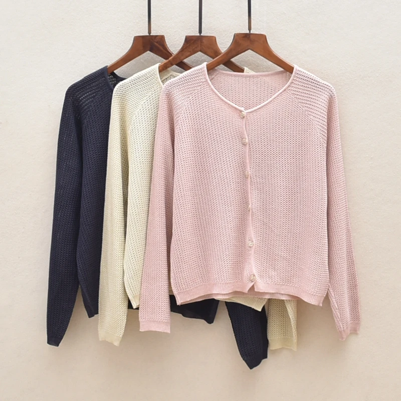 

Весенне-осенний цвет, женский круглый вязаный топ Ne Long Sve, верхняя одежда, повседневный удобный свободный кардиган